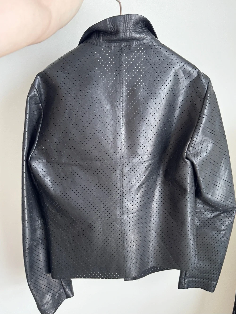 Emporio Armani Black Perforated Leather Jacket